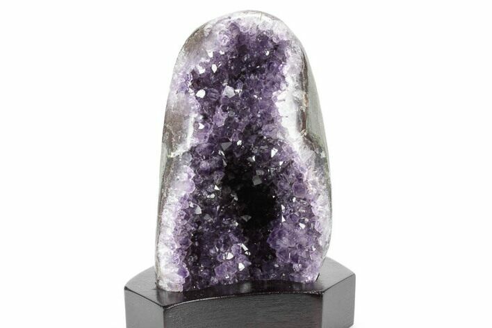 Deep Purple Amethyst Geode With Wood Base - Uruguay #360456